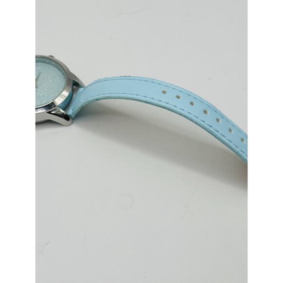 Ladies BWC Dressy Sparkly Round Silver Tone Blue Faux Leather Analog Watch F5 - Picture 5 of 7